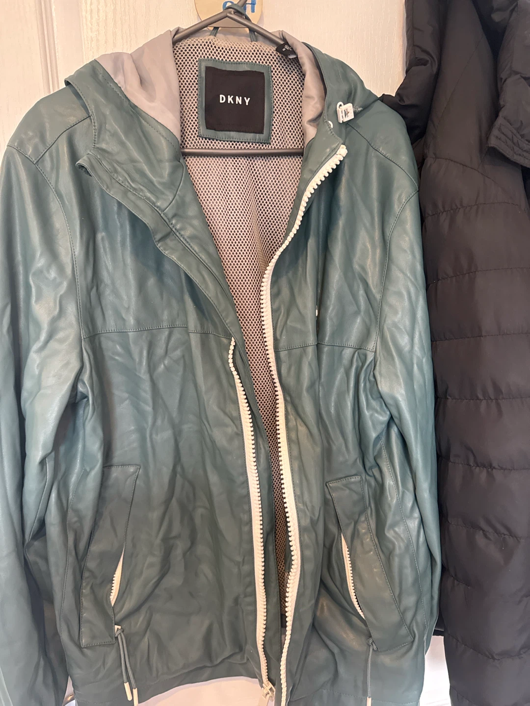 DKNY Teal Faux Leather Jacket