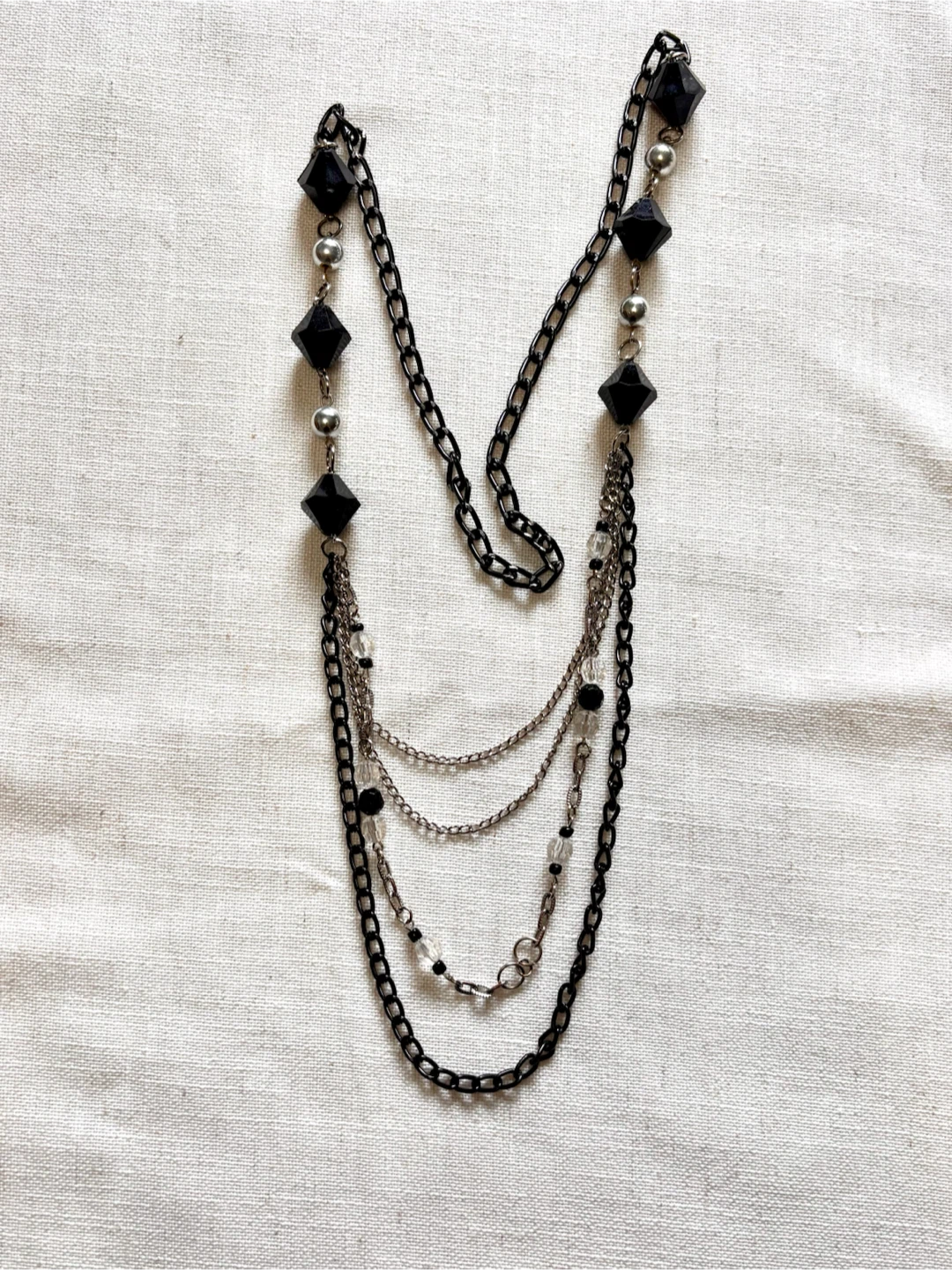 Black and Silver Multi-Strand Necklace