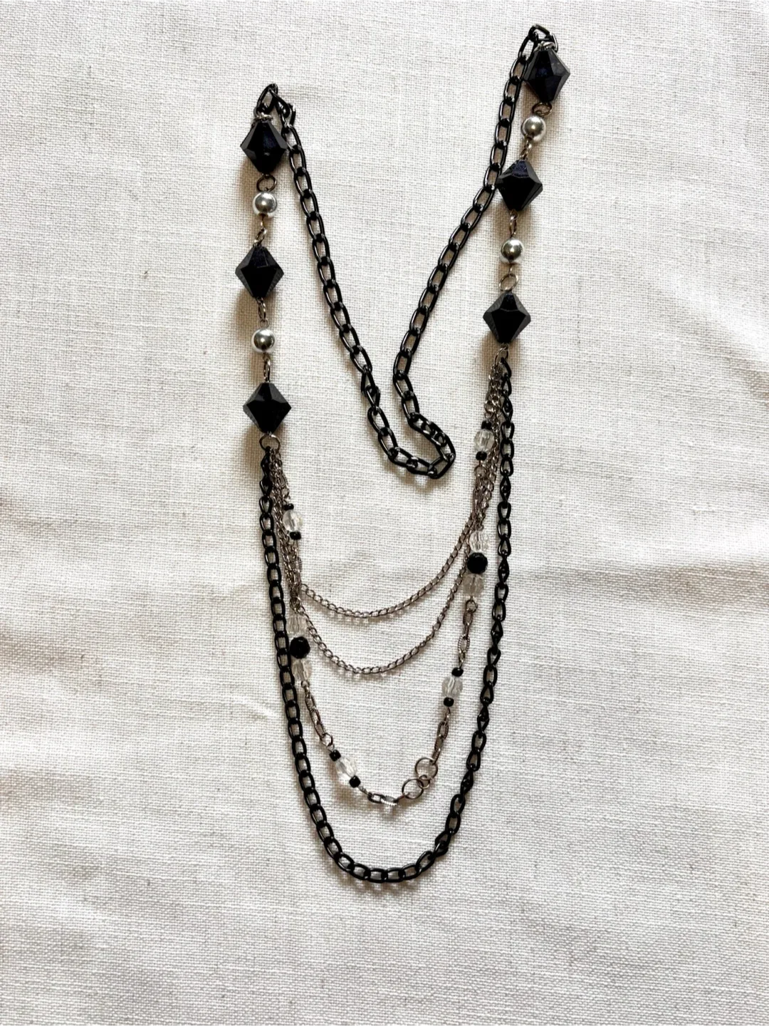 Black and Silver Multi-Strand Necklace