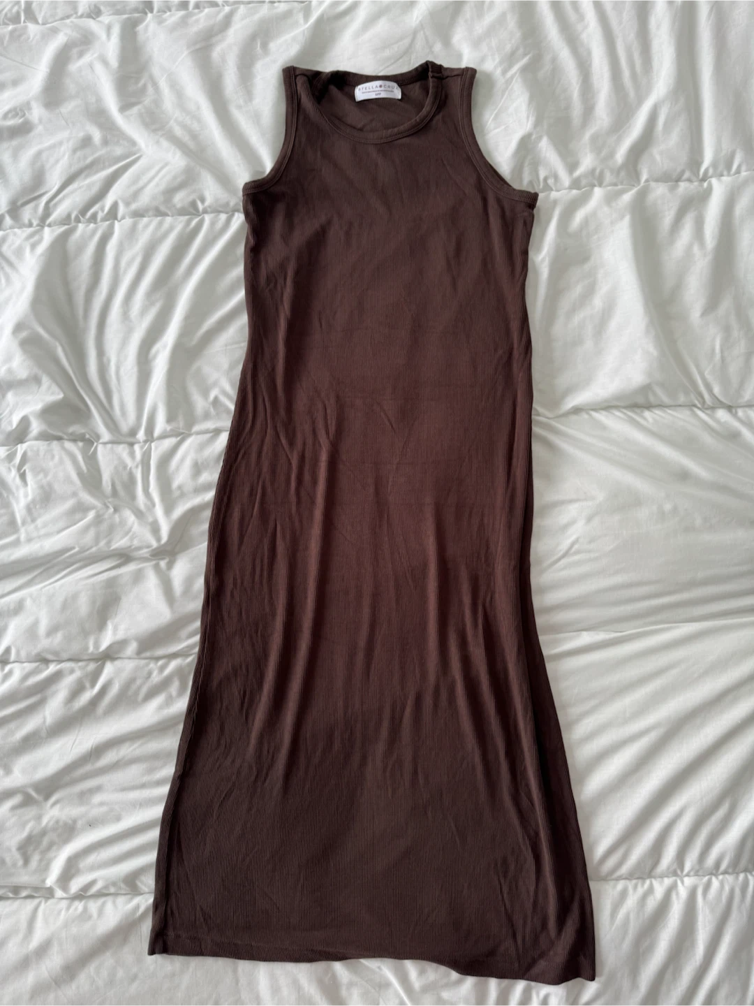 Unworn Stella & Cruz Brown Ribbed Midi Dress