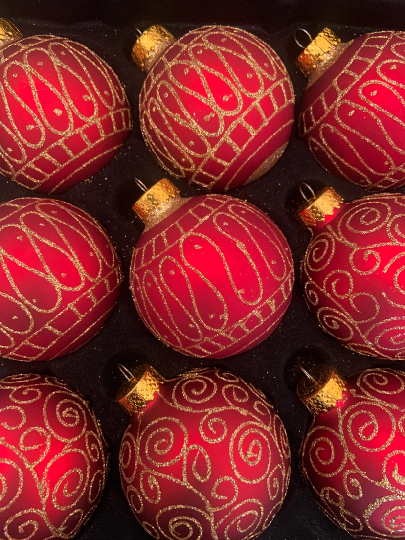 Red and Gold Christmas Ornament Set
