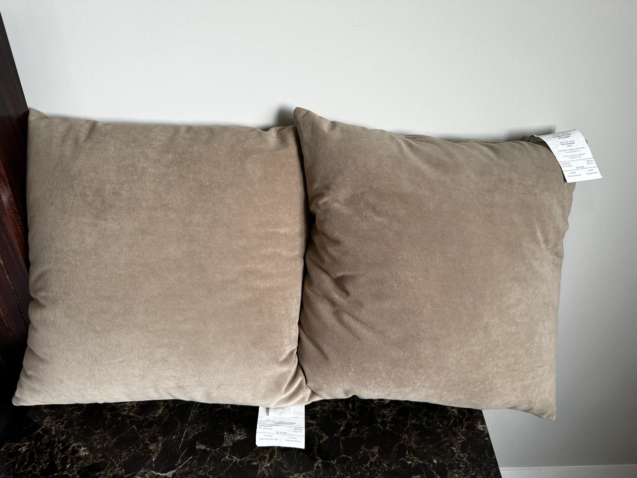 Set of Two Beige Polyester Throw Pillows - photo 4