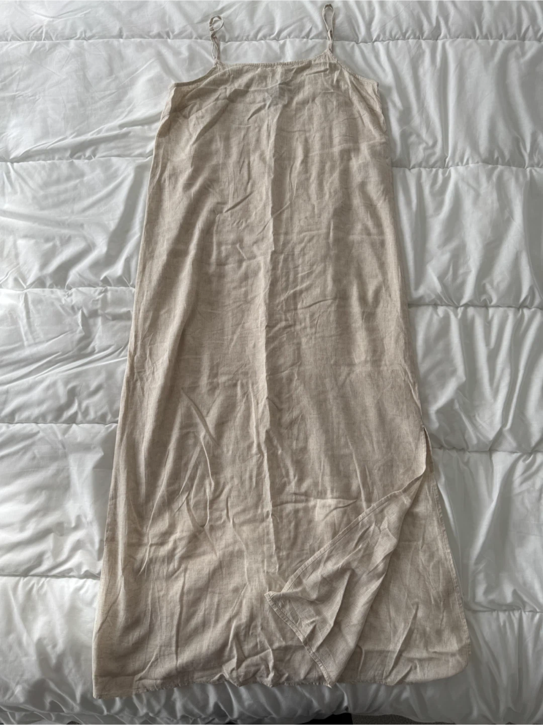 New Beige Linen Blend Midi Dress (Medium) - photo 2
