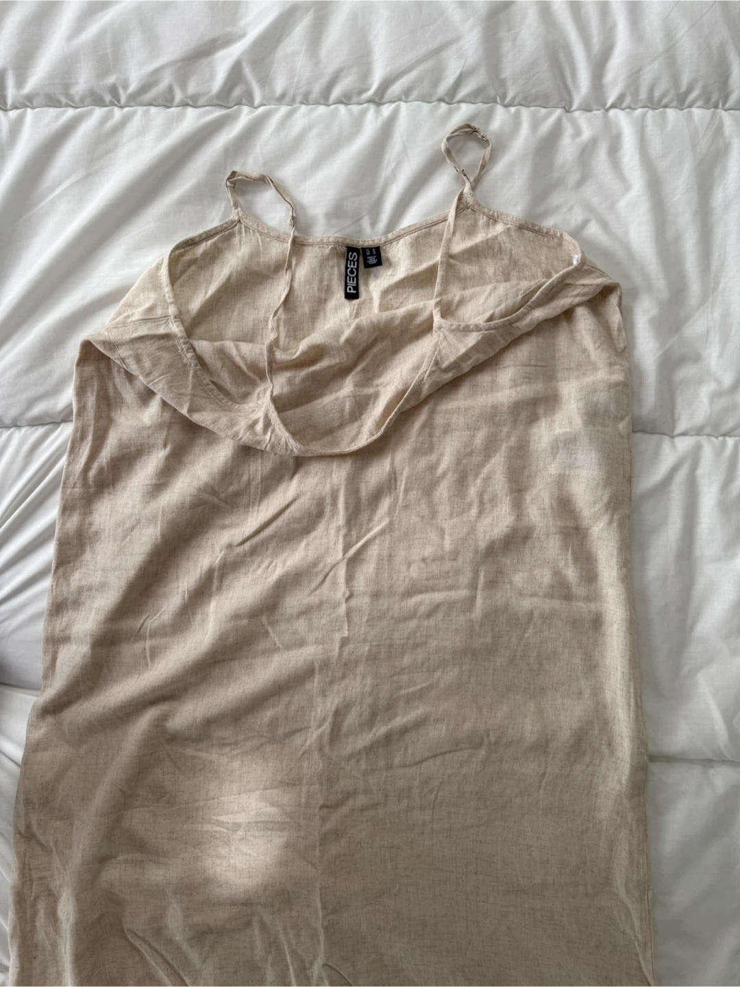 New Beige Linen Blend Midi Dress (Medium) - photo 3