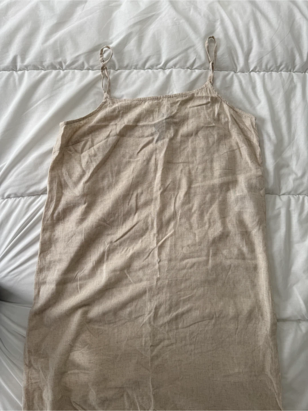 New Beige Linen Blend Midi Dress (Medium) - photo 4