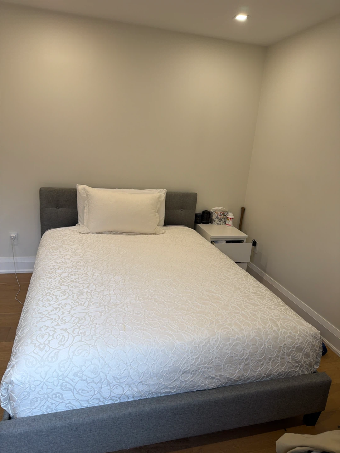 Grey Upholstered Queen Size Bed Frame