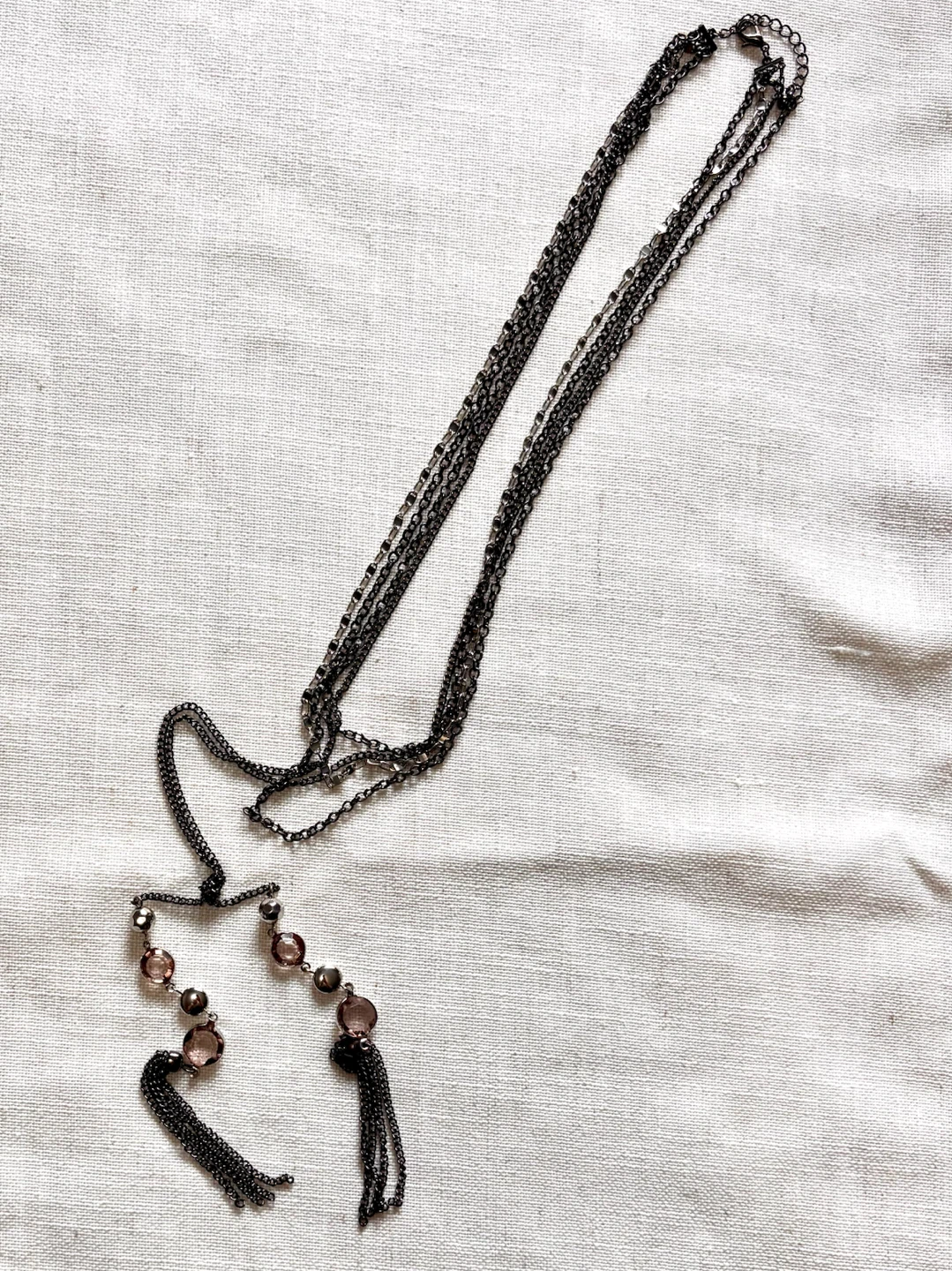 Black chain tassel necklace