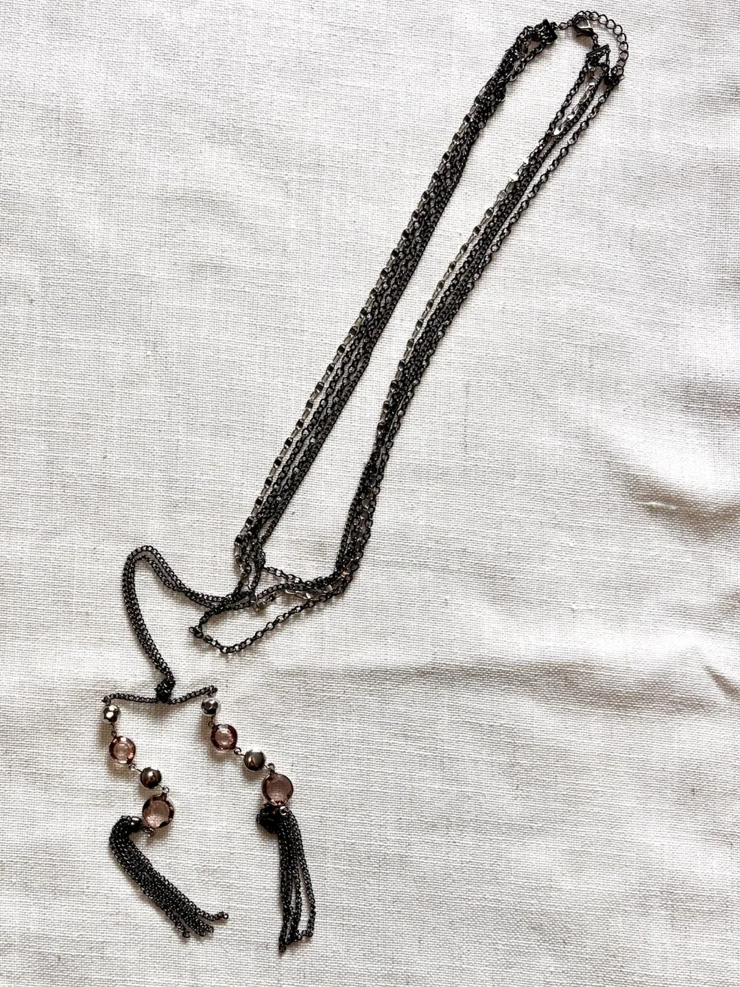 Black chain tassel necklace