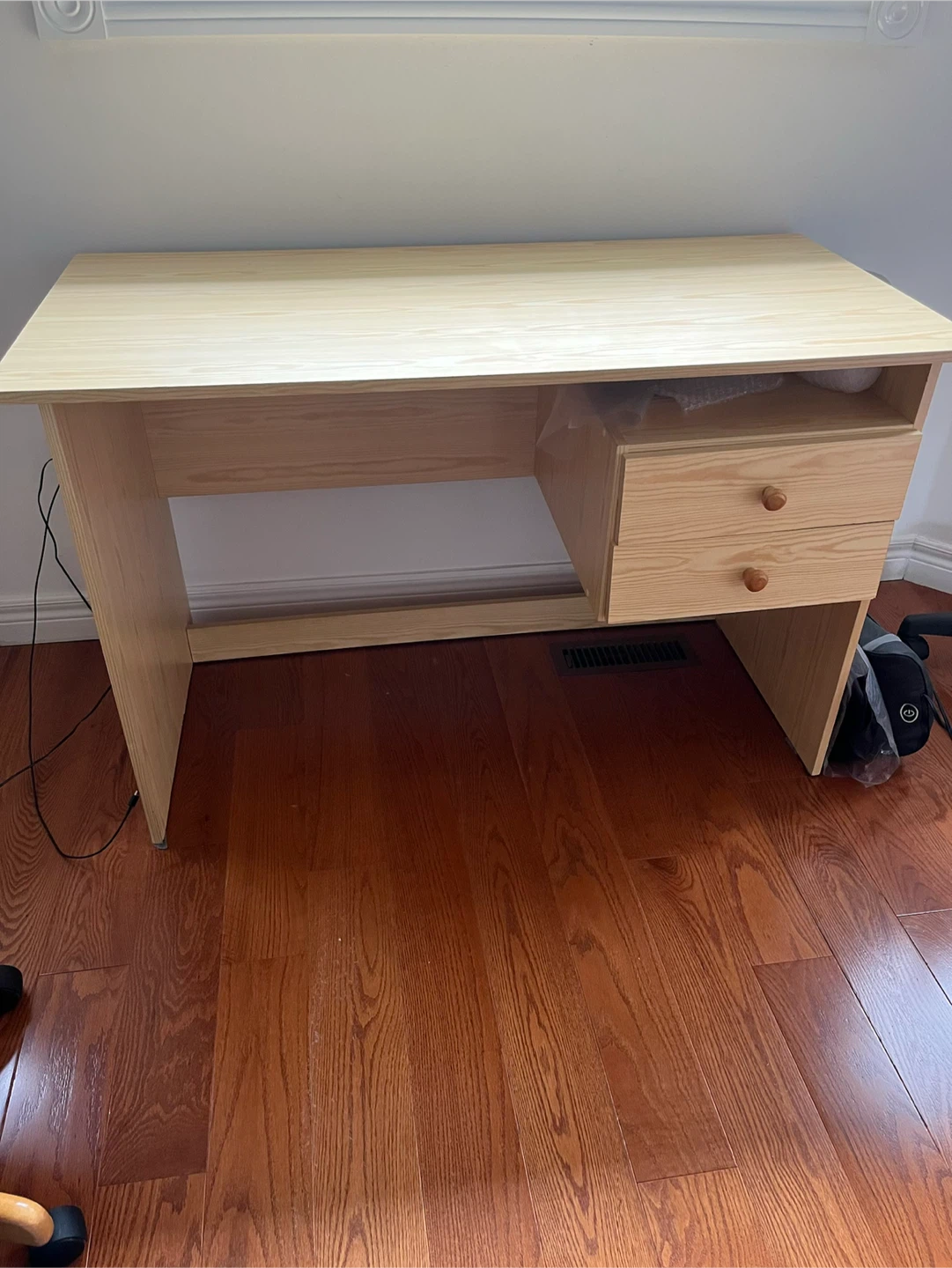 Light Wood Writing Desk with Two Drawers