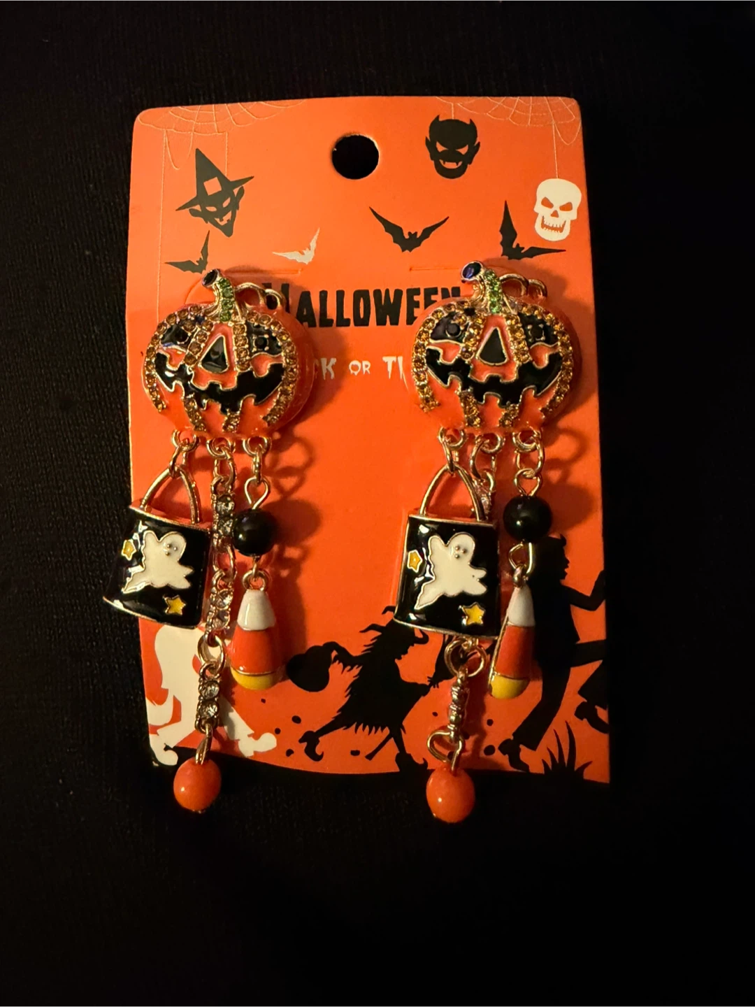 Halloween Pumpkin and Ghost Dangle Earrings