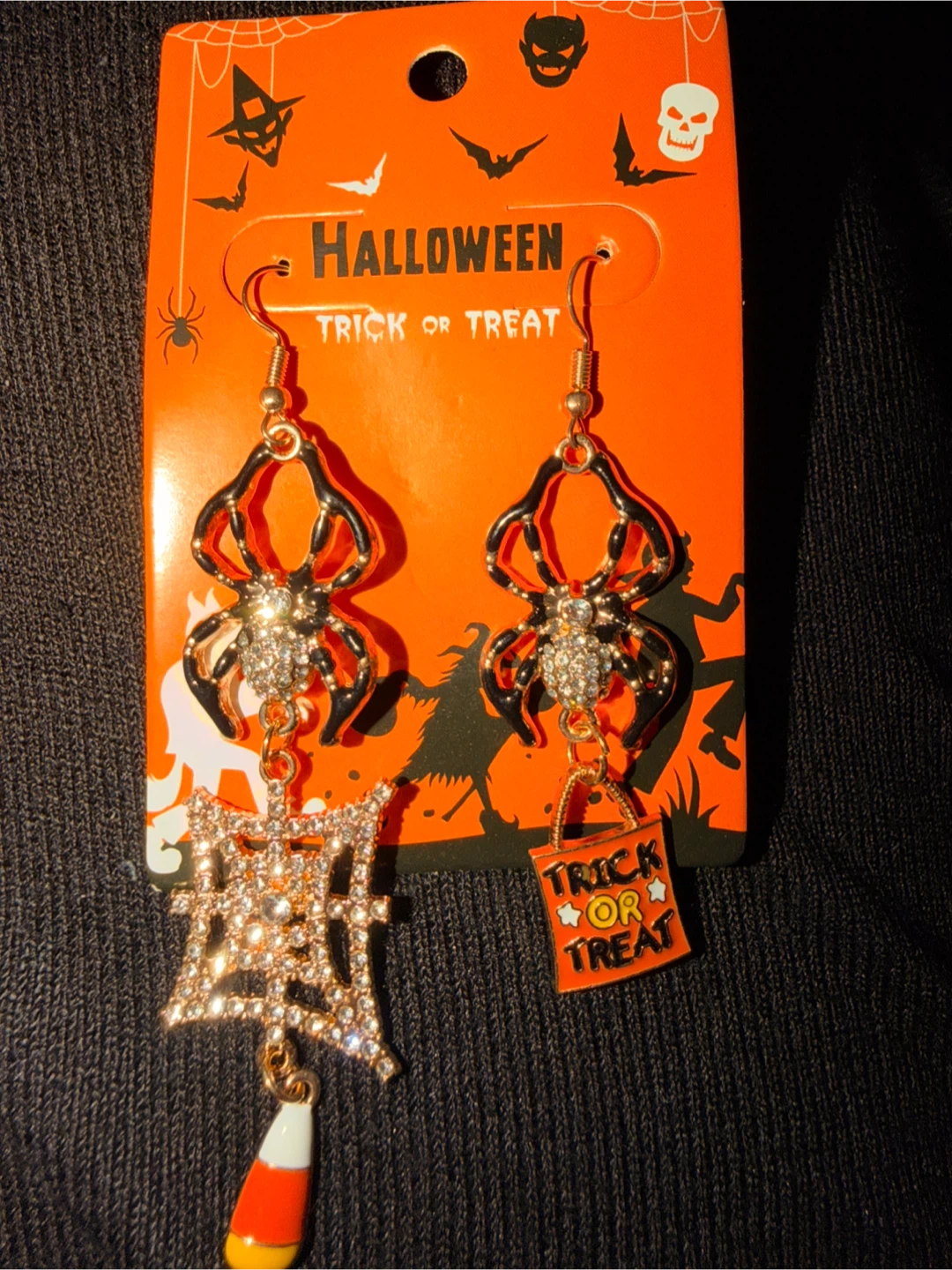 Halloween Trick or Treat Spider Earrings