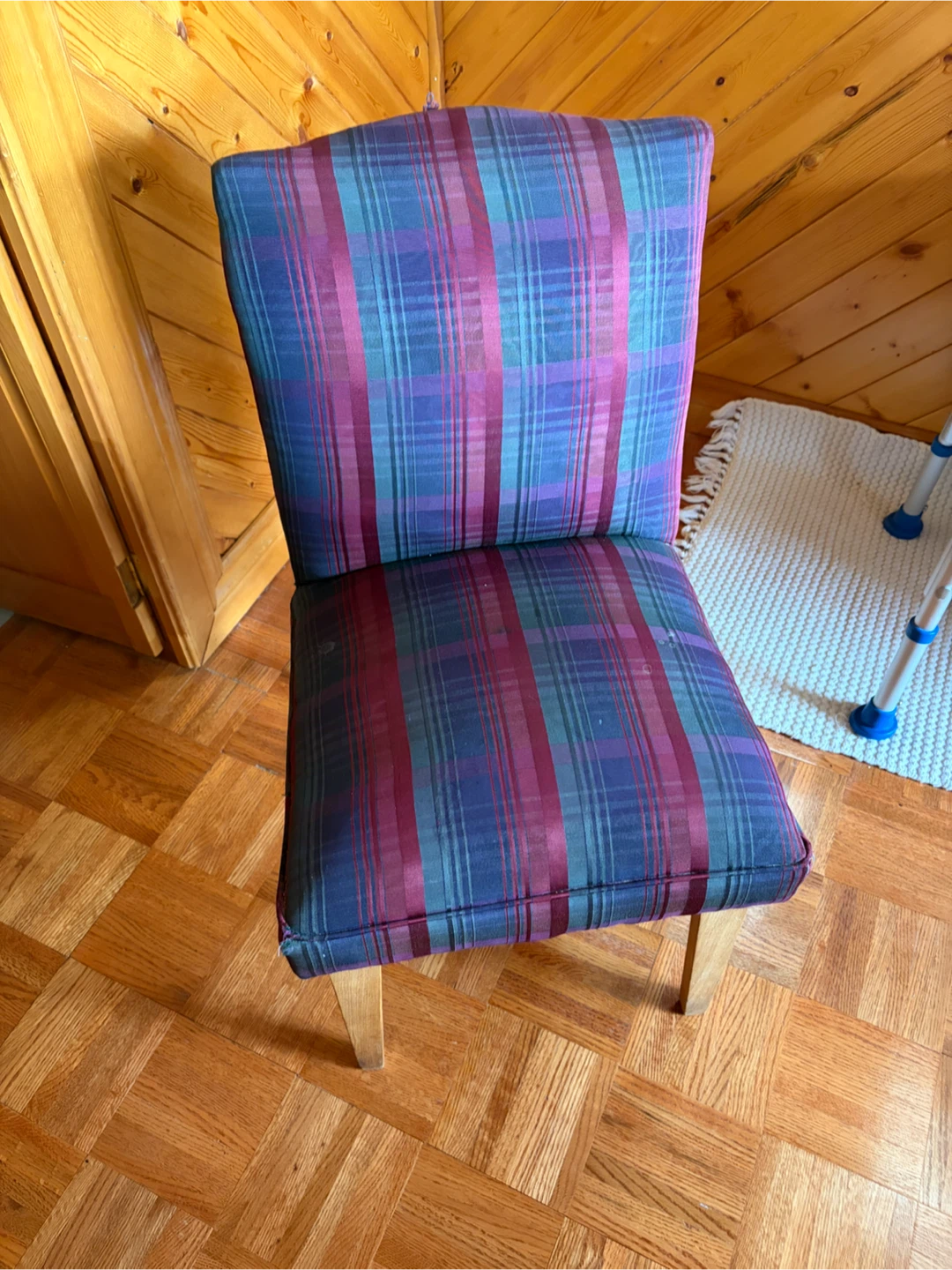 Plaid Upholstered Armless Dining Chair
