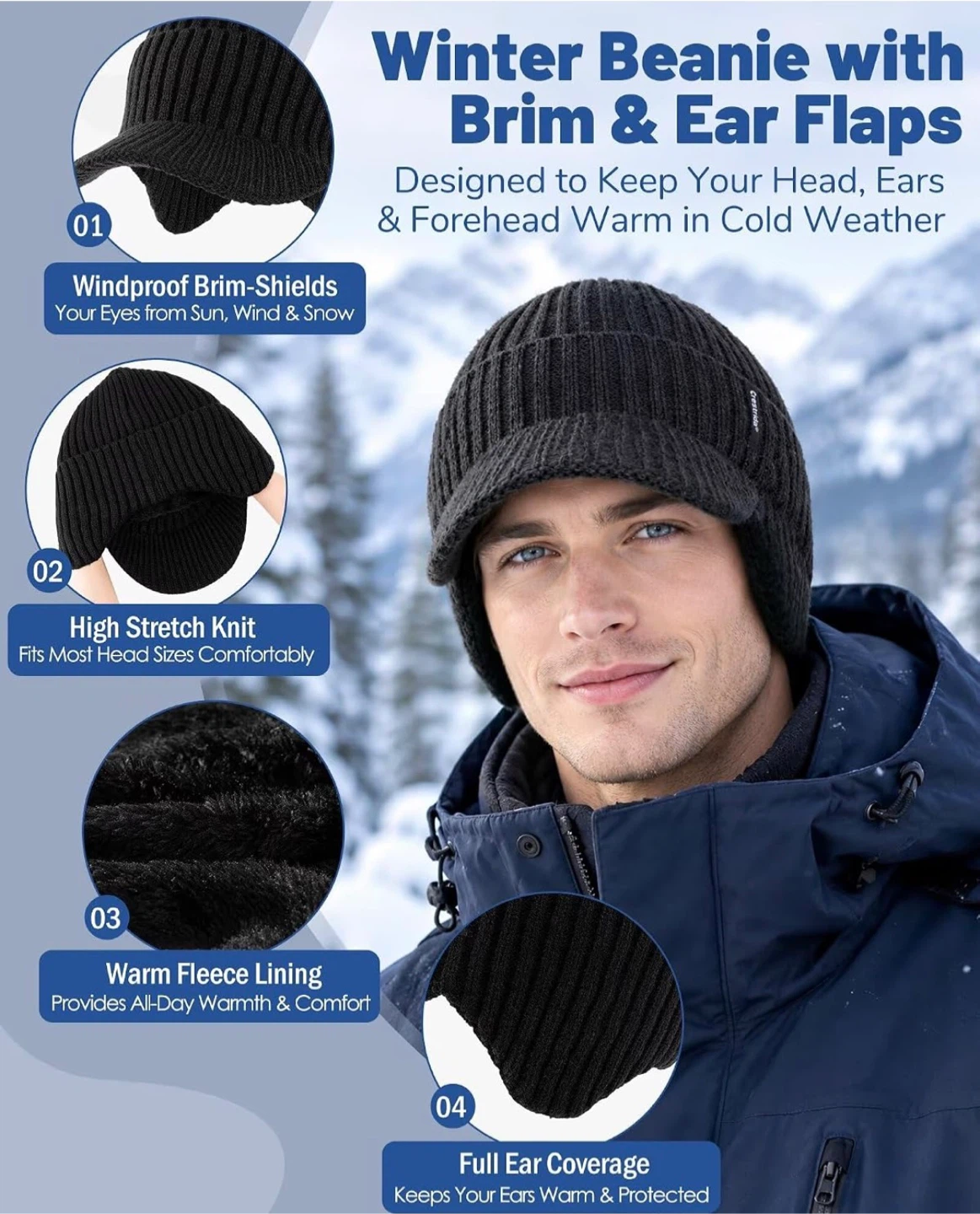 Black Winter Hat, Scarf, and Gloves Set - photo 2