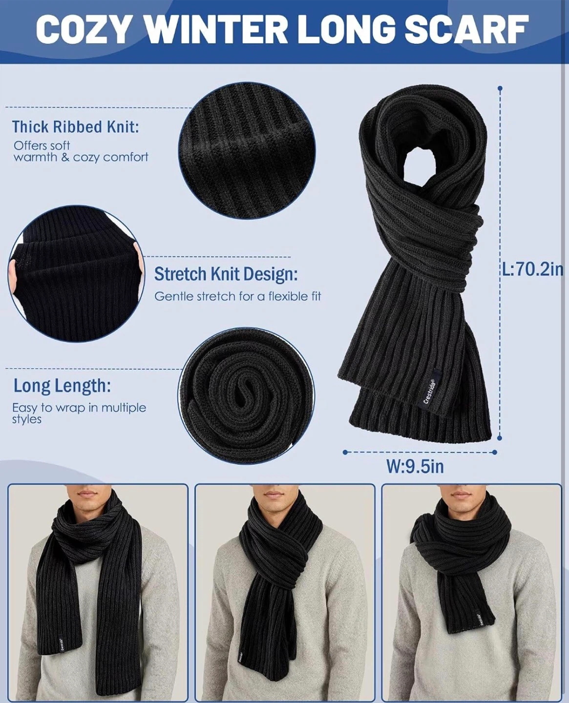 Black Winter Hat, Scarf, and Gloves Set - photo 3