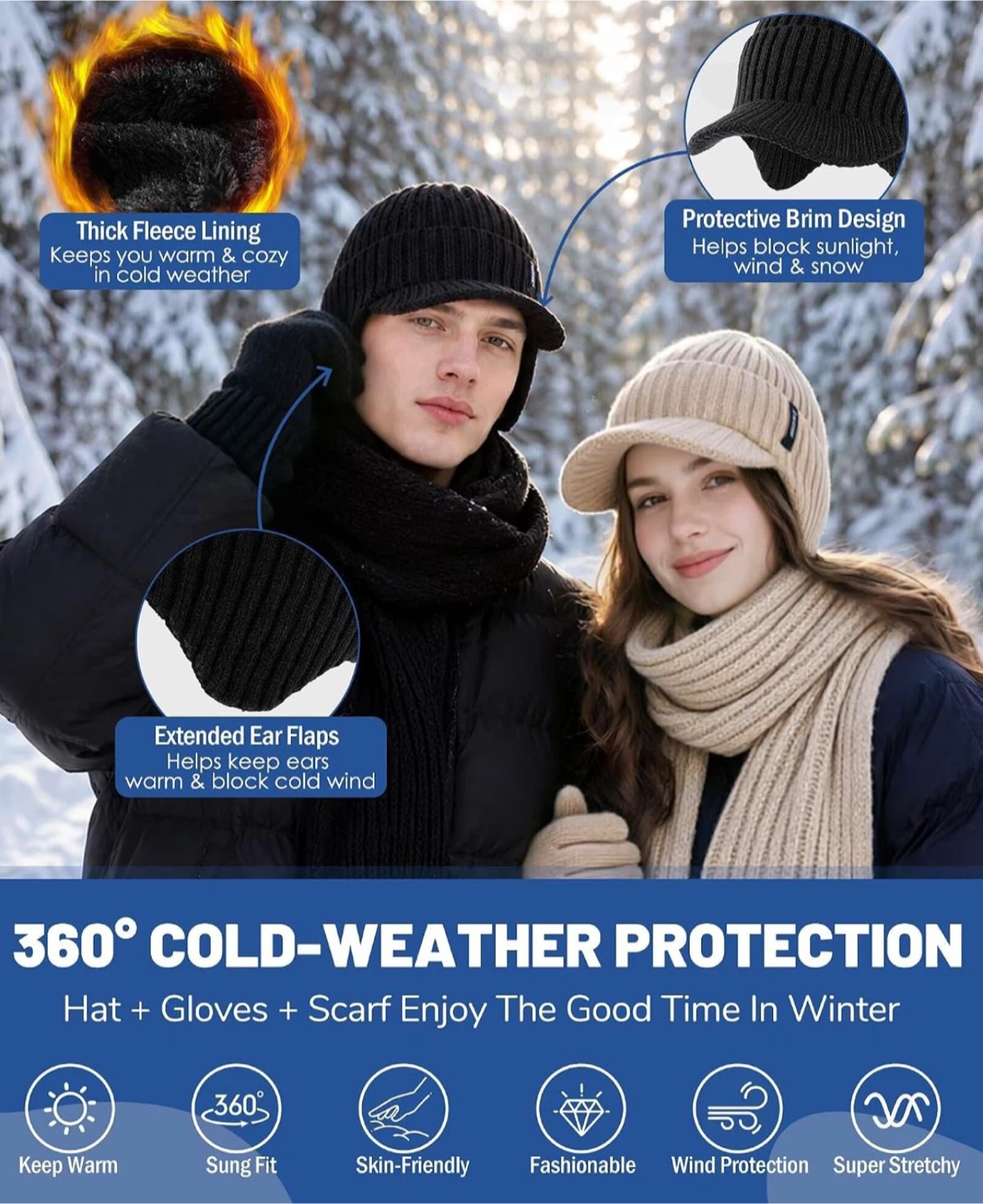 Black Winter Hat, Scarf, and Gloves Set - photo 4