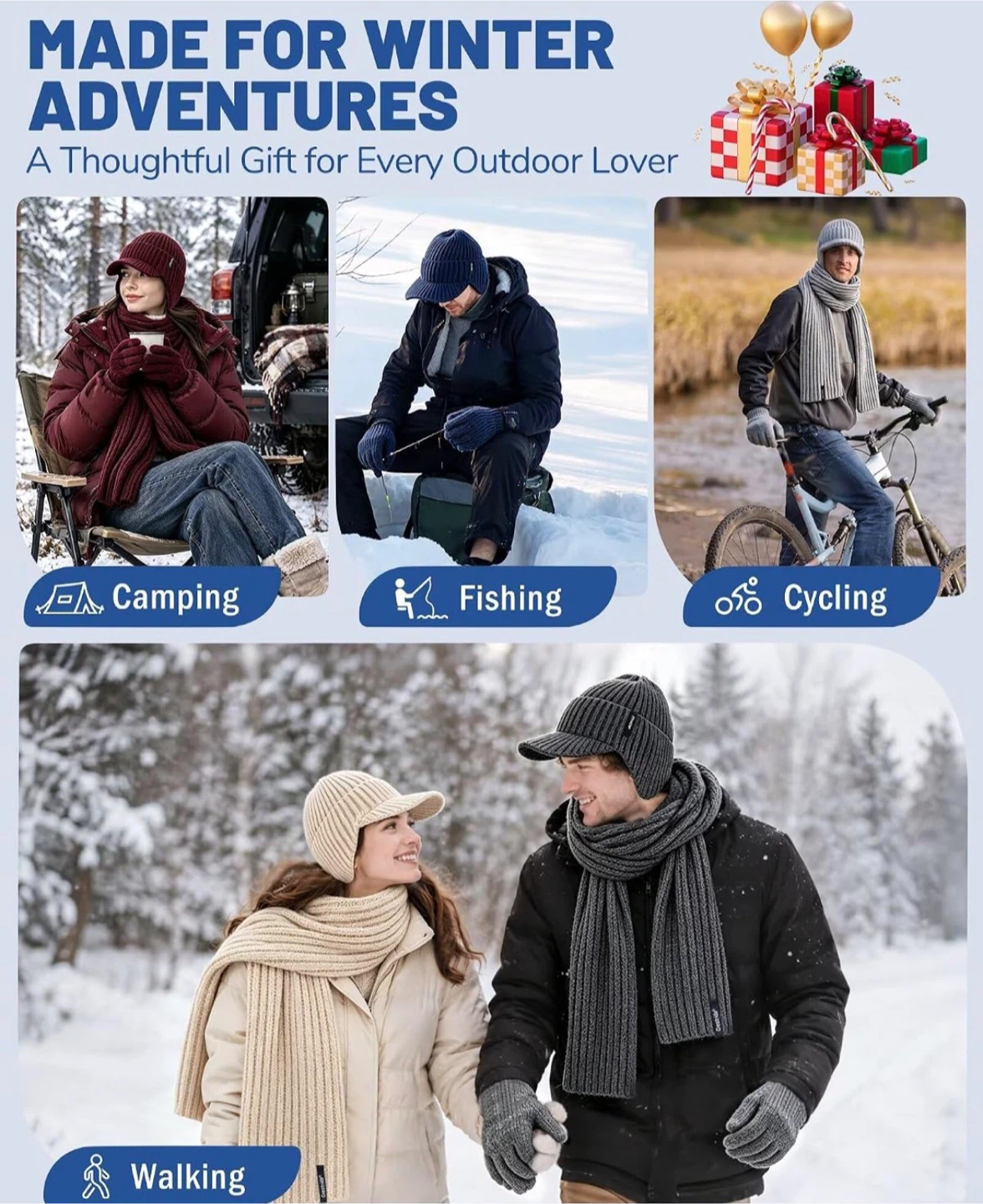 Black Winter Hat, Scarf, and Gloves Set - photo 5