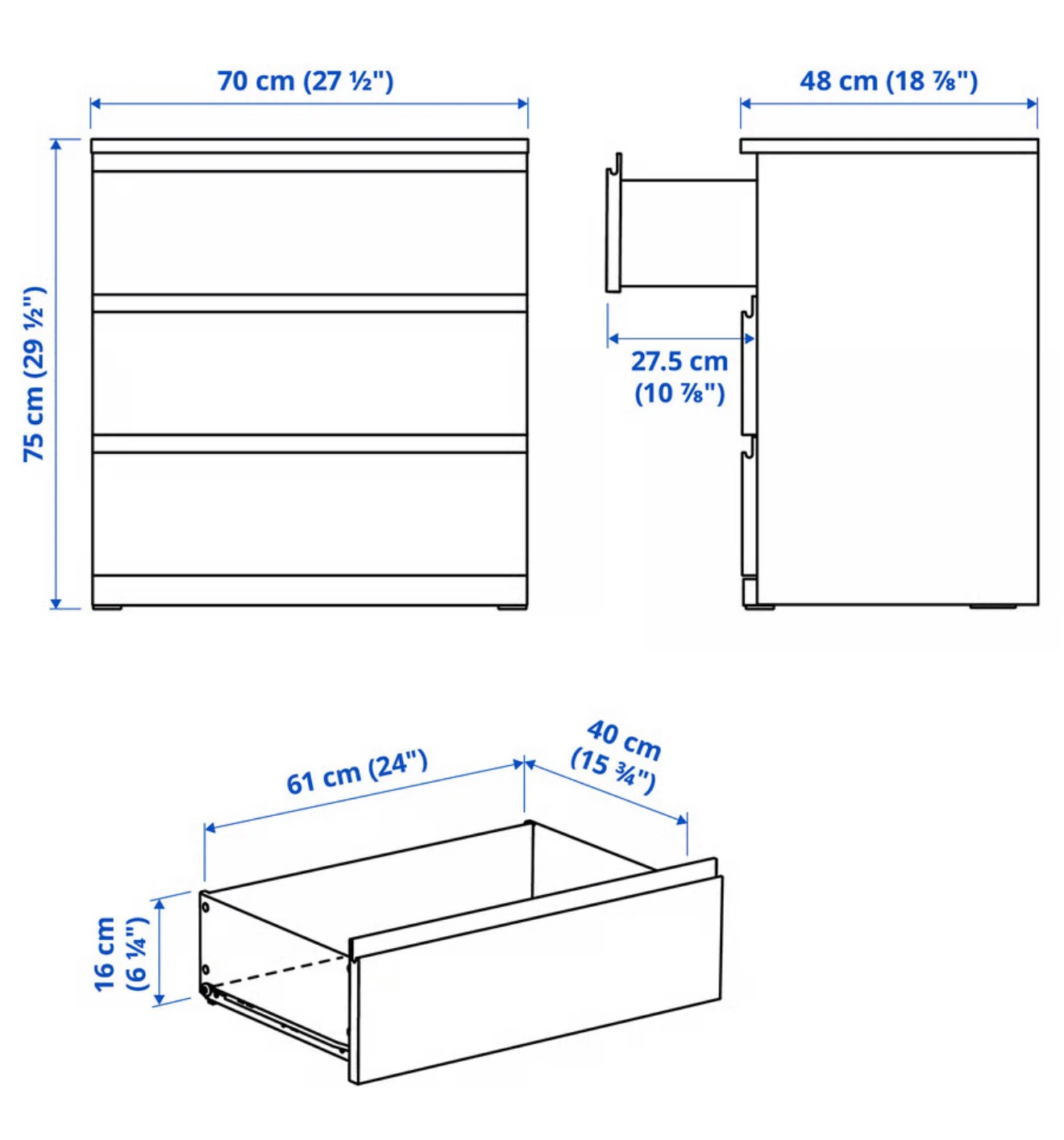 IKEA 3-Drawer Dresser - photo 4