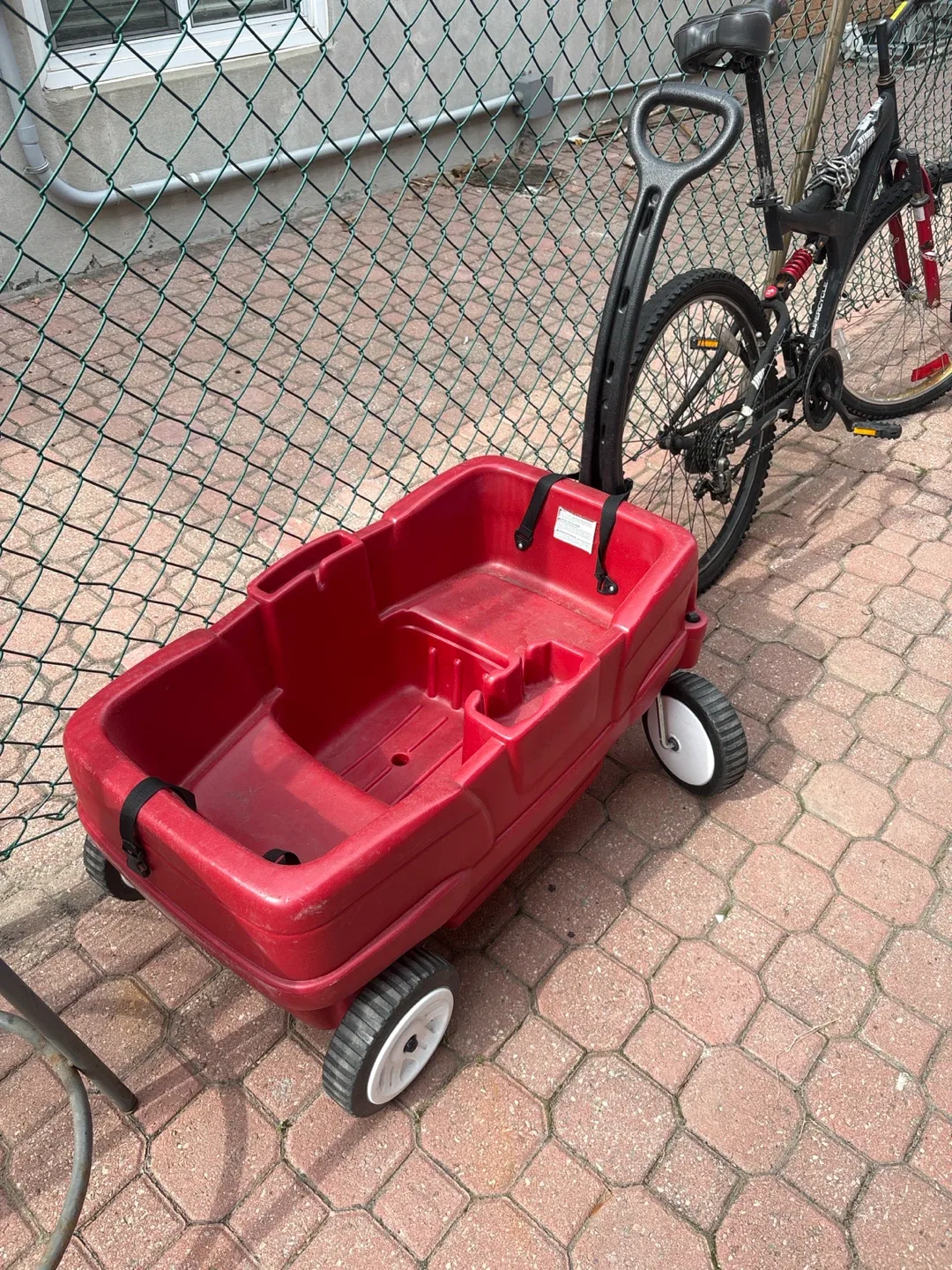 Red Plastic Pull-Along Utility Wagon
