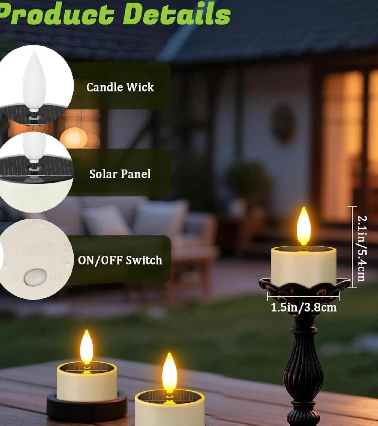 Set of 6 Solar Rechargeable Flameless Tea Lights - photo 2