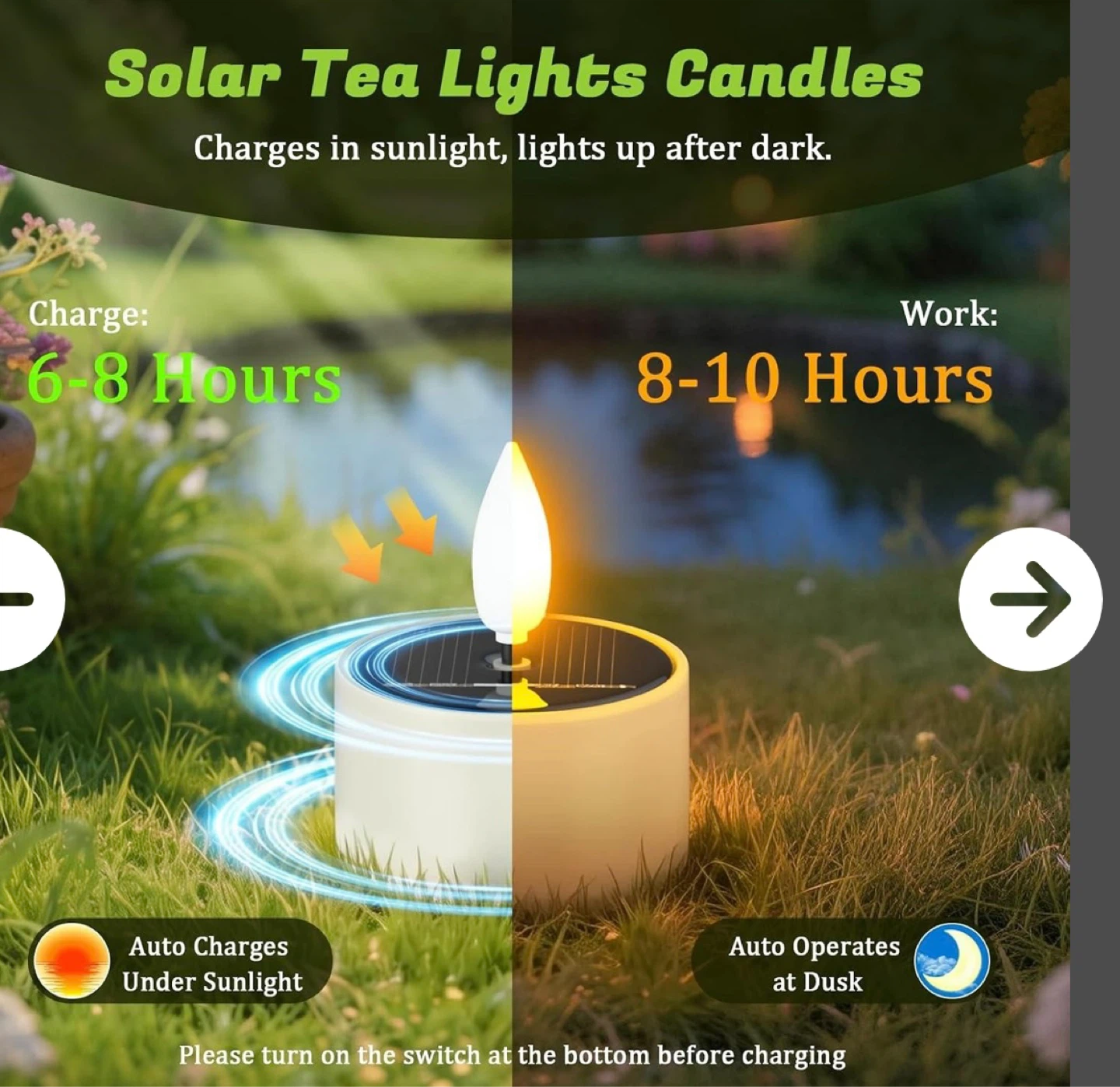 Set of 6 Solar Rechargeable Flameless Tea Lights - photo 4