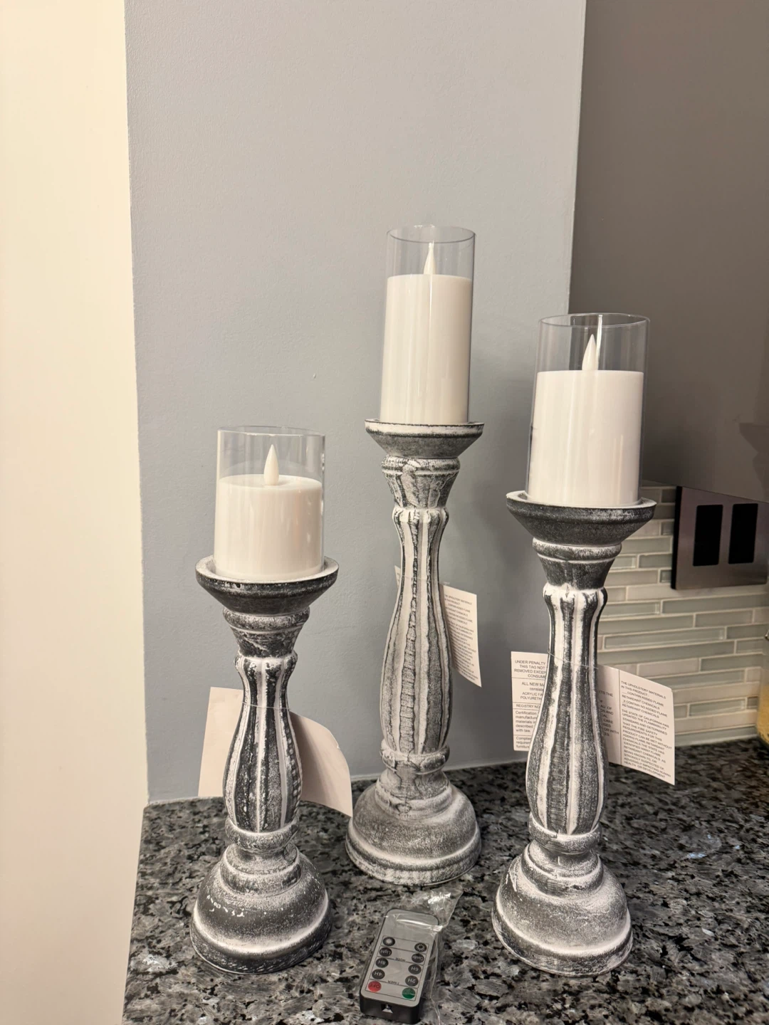 Set of 3 LED Candle Holders with Remote
