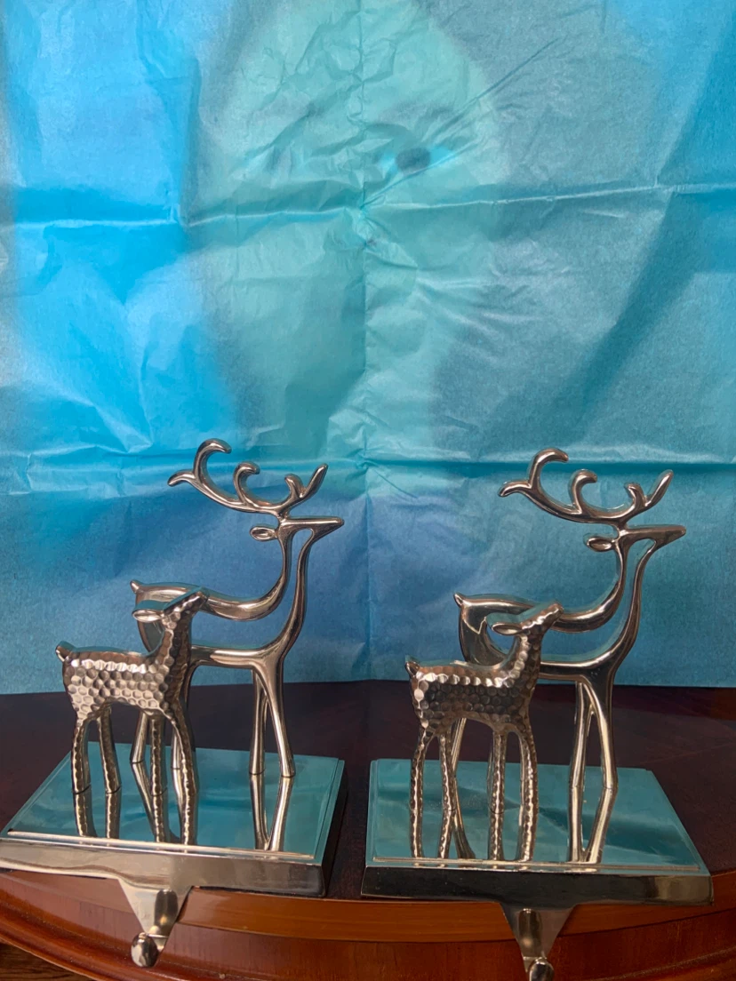 Silver Reindeer Stocking Hanger Holders - photo 2