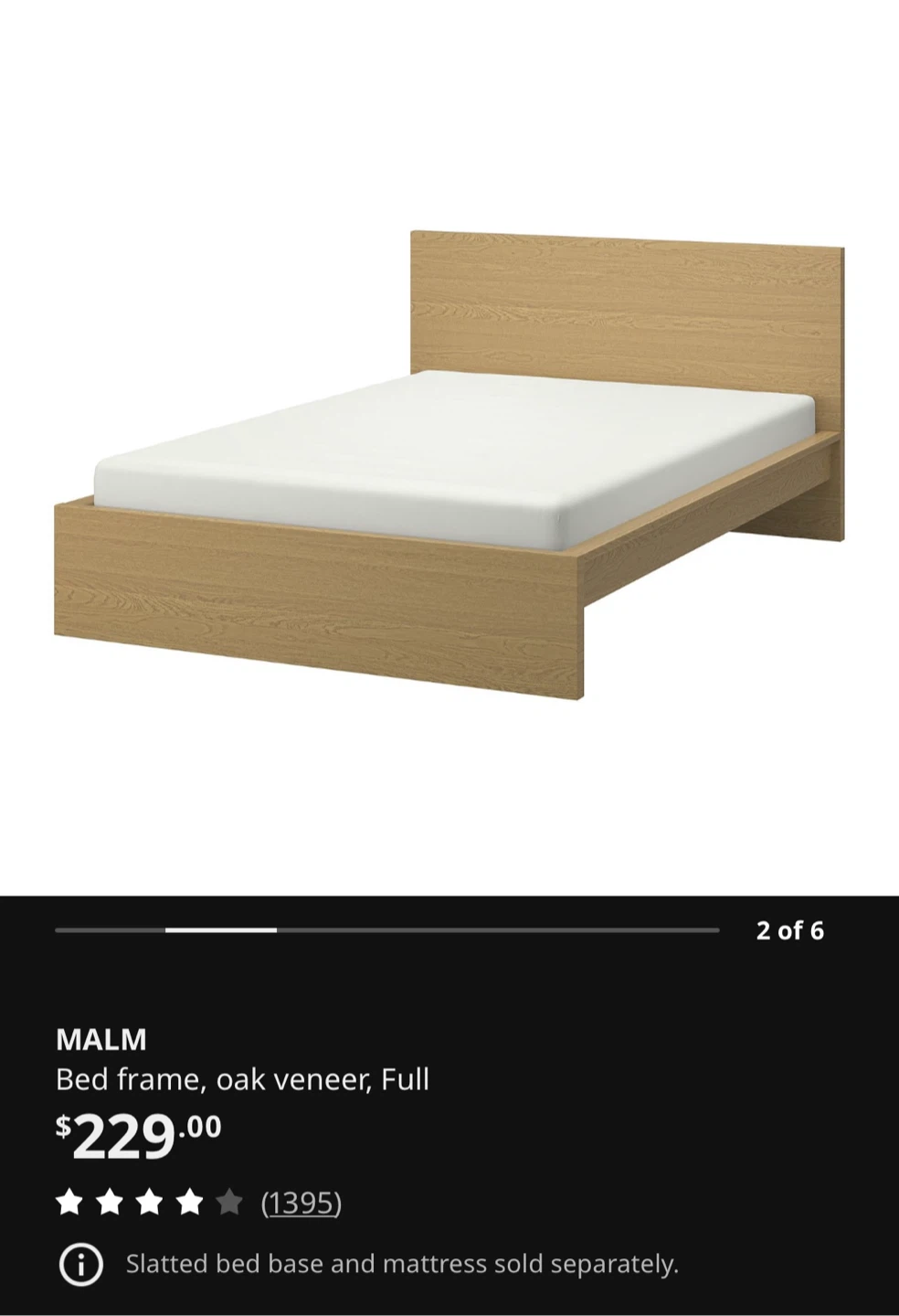 IKEA MALM Full Bed Frame in Oak Veneer