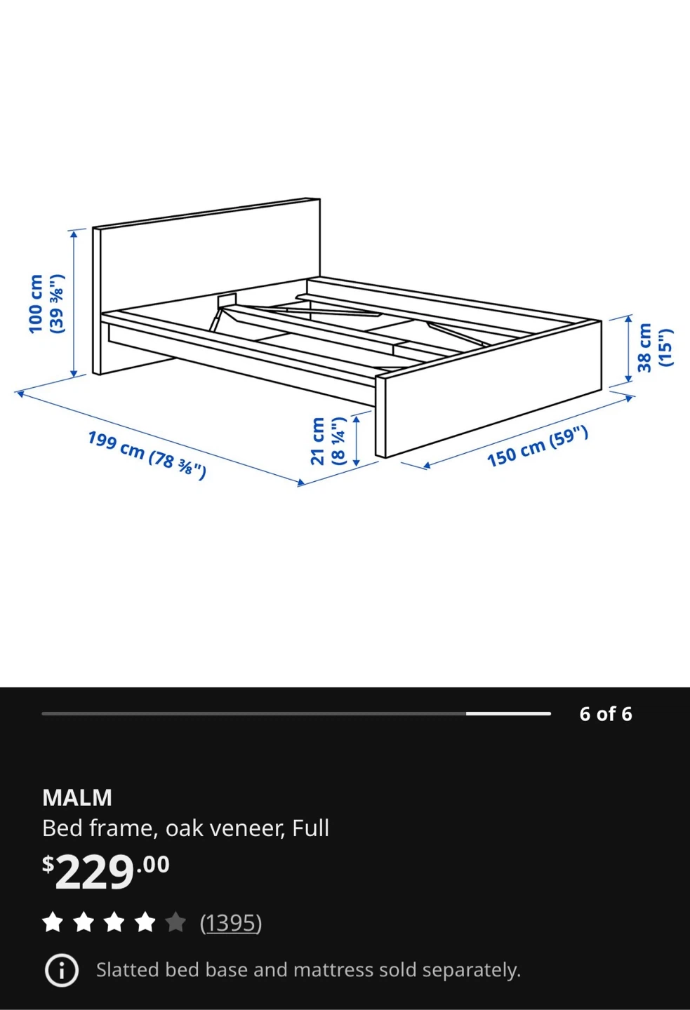IKEA MALM Full Bed Frame in Oak Veneer - photo 2