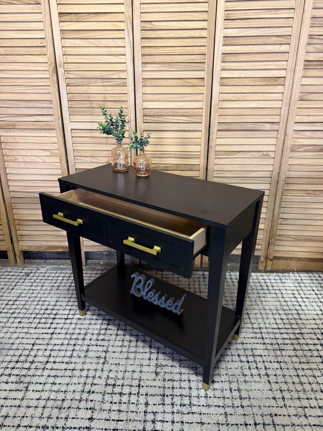Black Console Table with Gold Accents - photo 2