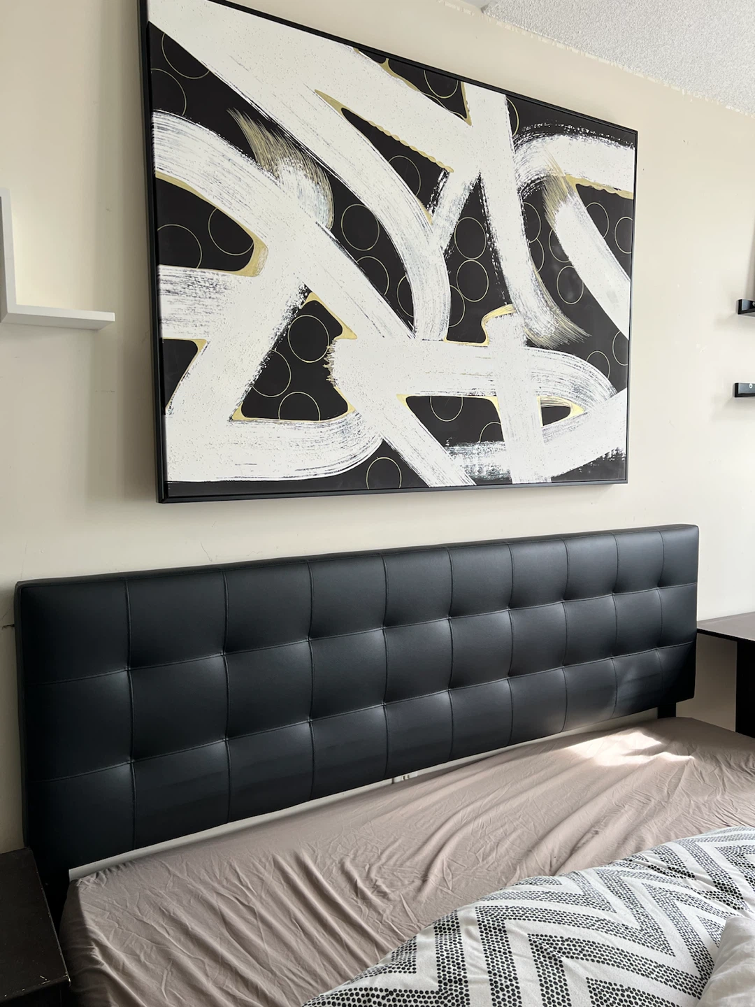 King size Black Tufted Bed Head