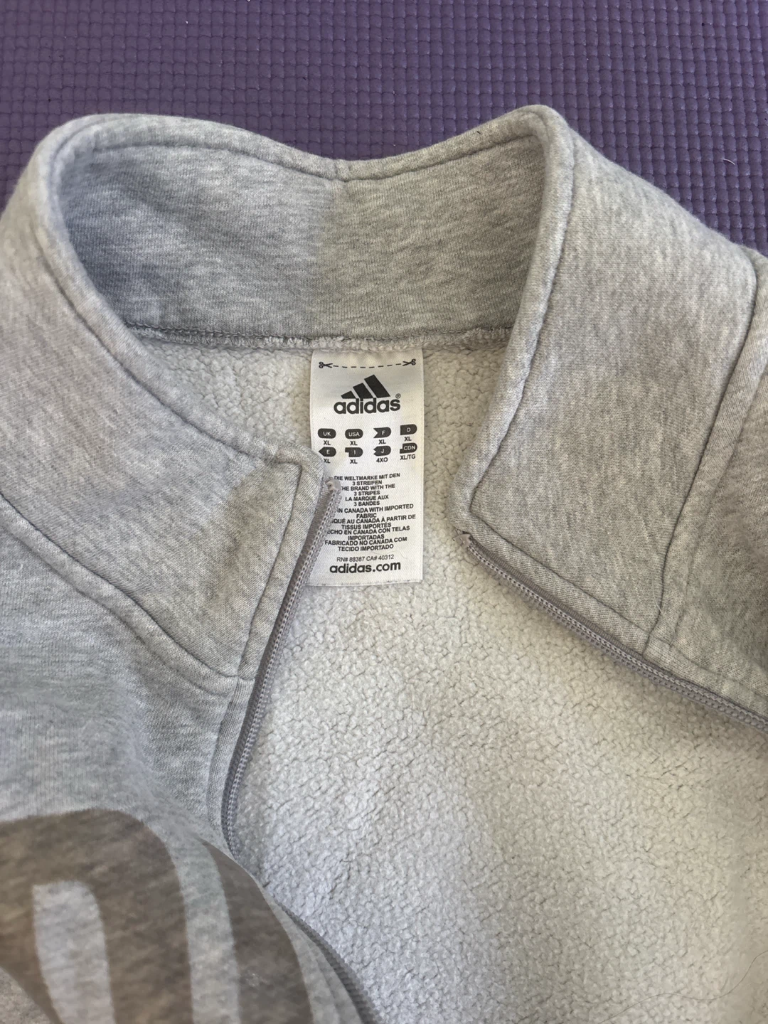 Adidas Grey Full-Zip Sweatshirt XL - photo 2