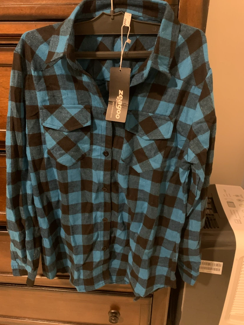 Zeagoo Blue and Black Plaid Shirt
