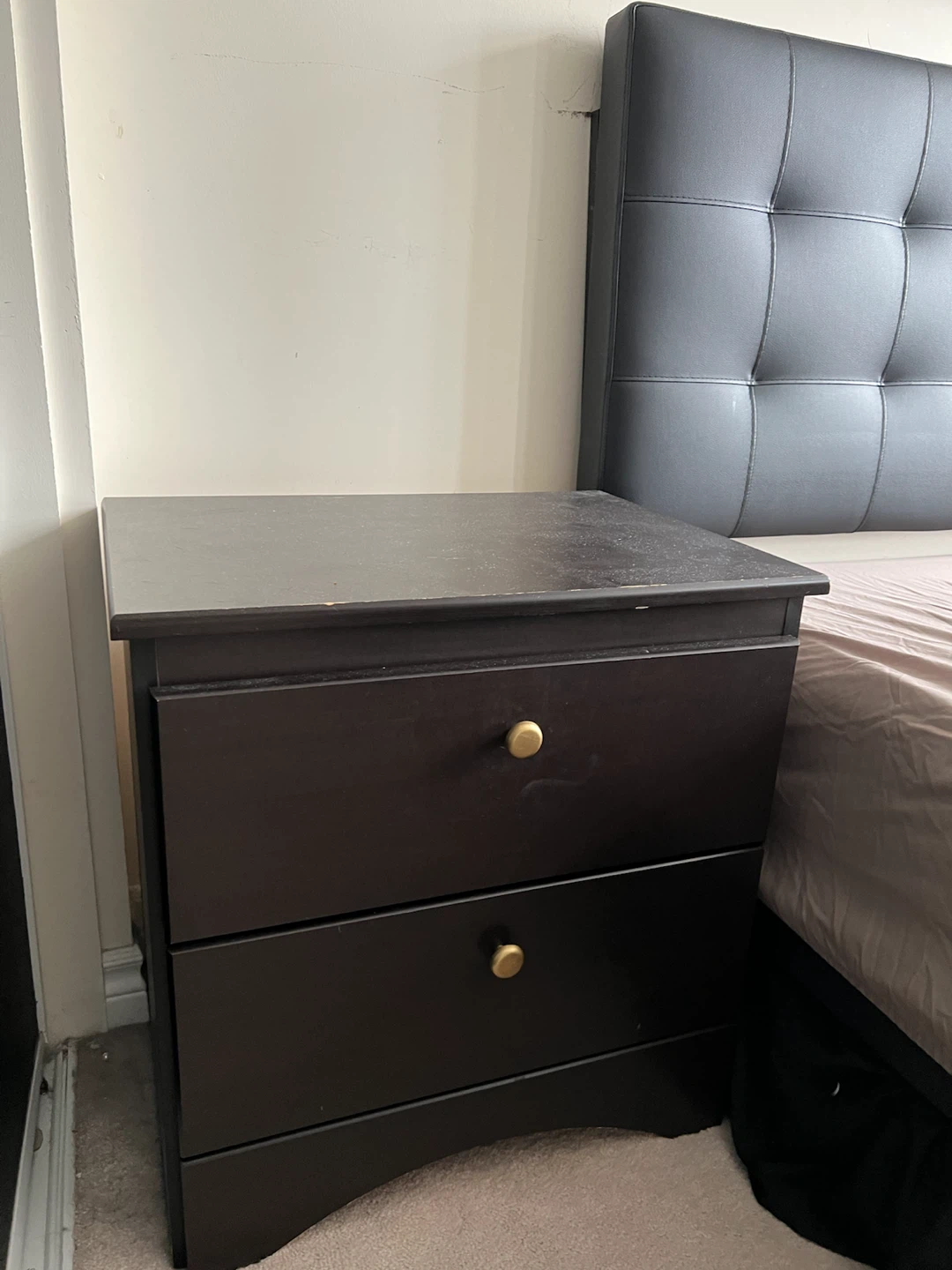 Dark Brown 2-Drawer Nightstand