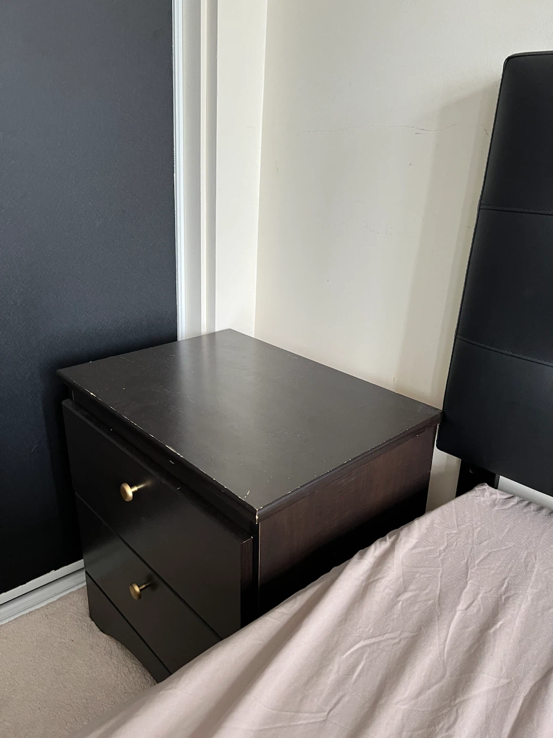 Dark Brown 2-Drawer Nightstand - photo 2