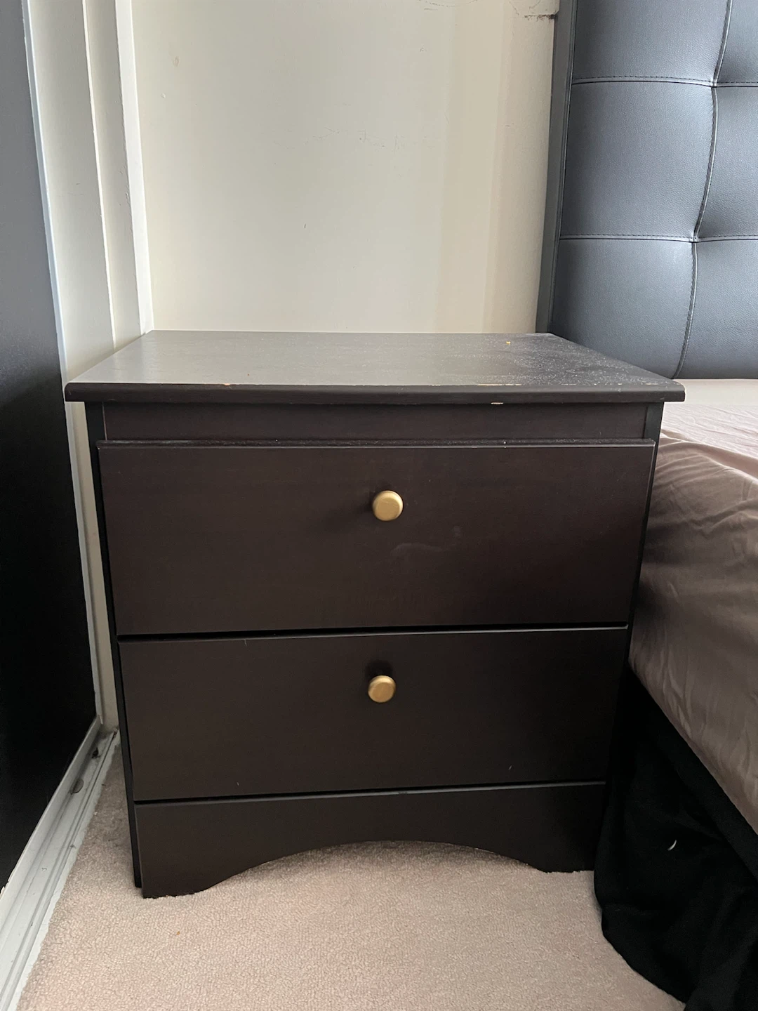 Dark Brown 2-Drawer Nightstand - photo 3