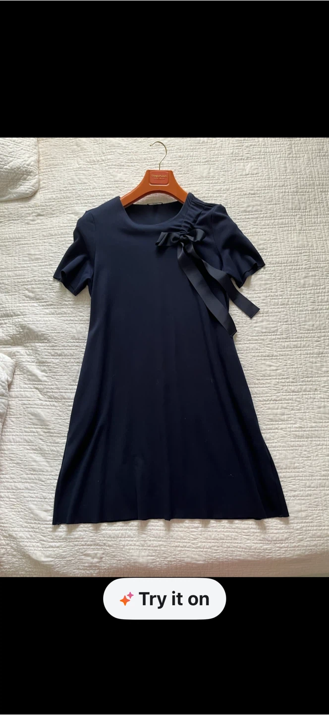 COS Navy Blue Bow Detail Dress