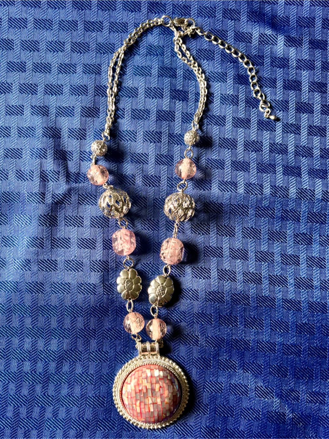 Pink Beaded Pendant Necklace