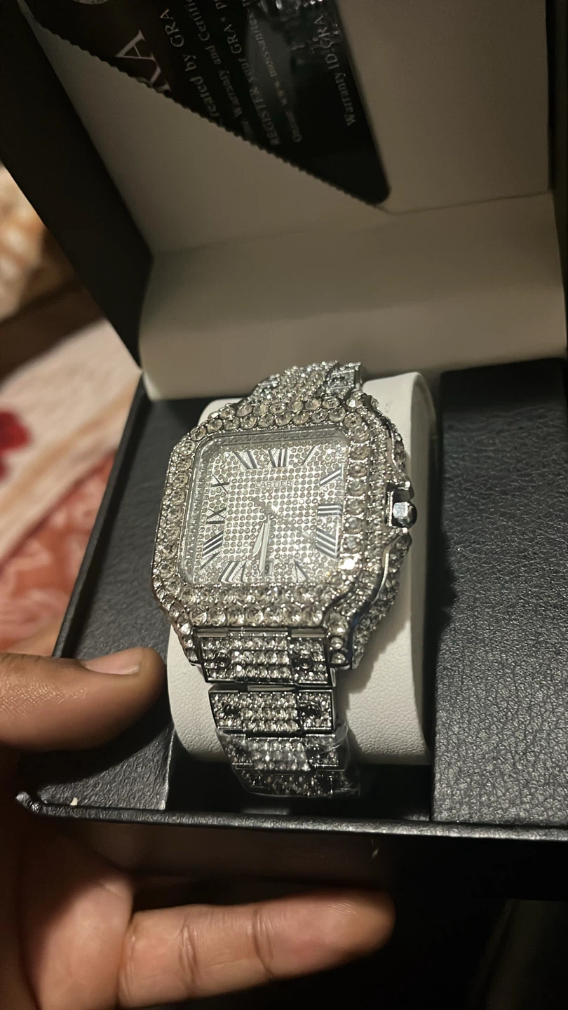 Iced Out Square Watch with Box