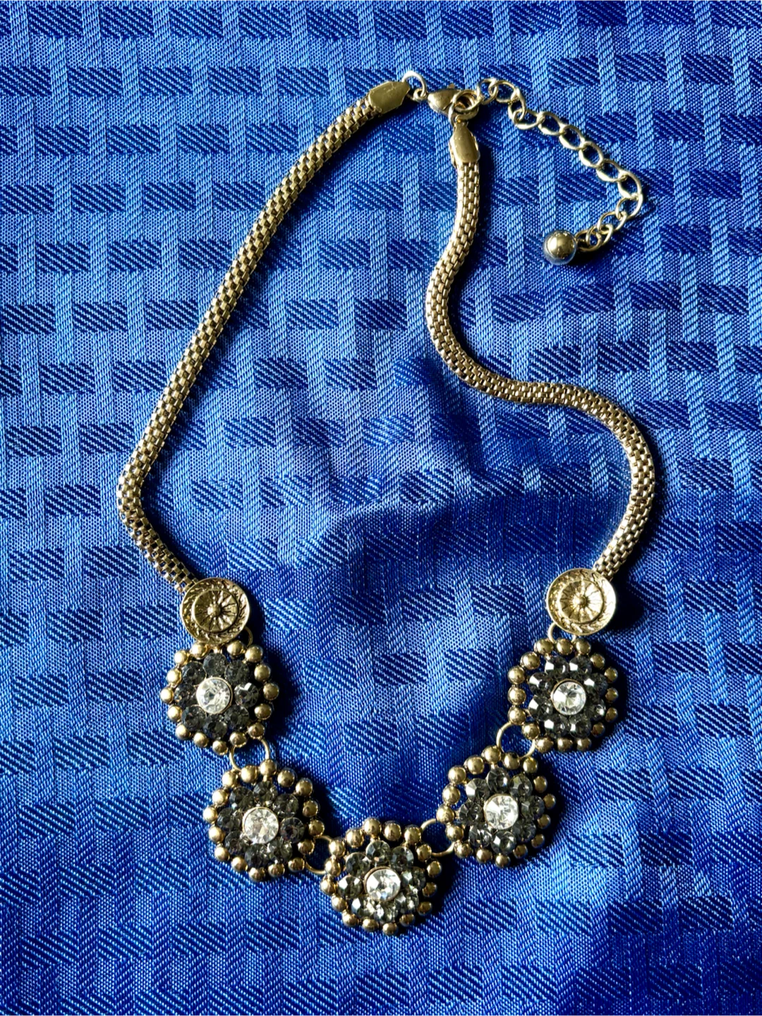 Gold-Tone Rhinestone Floral Necklace