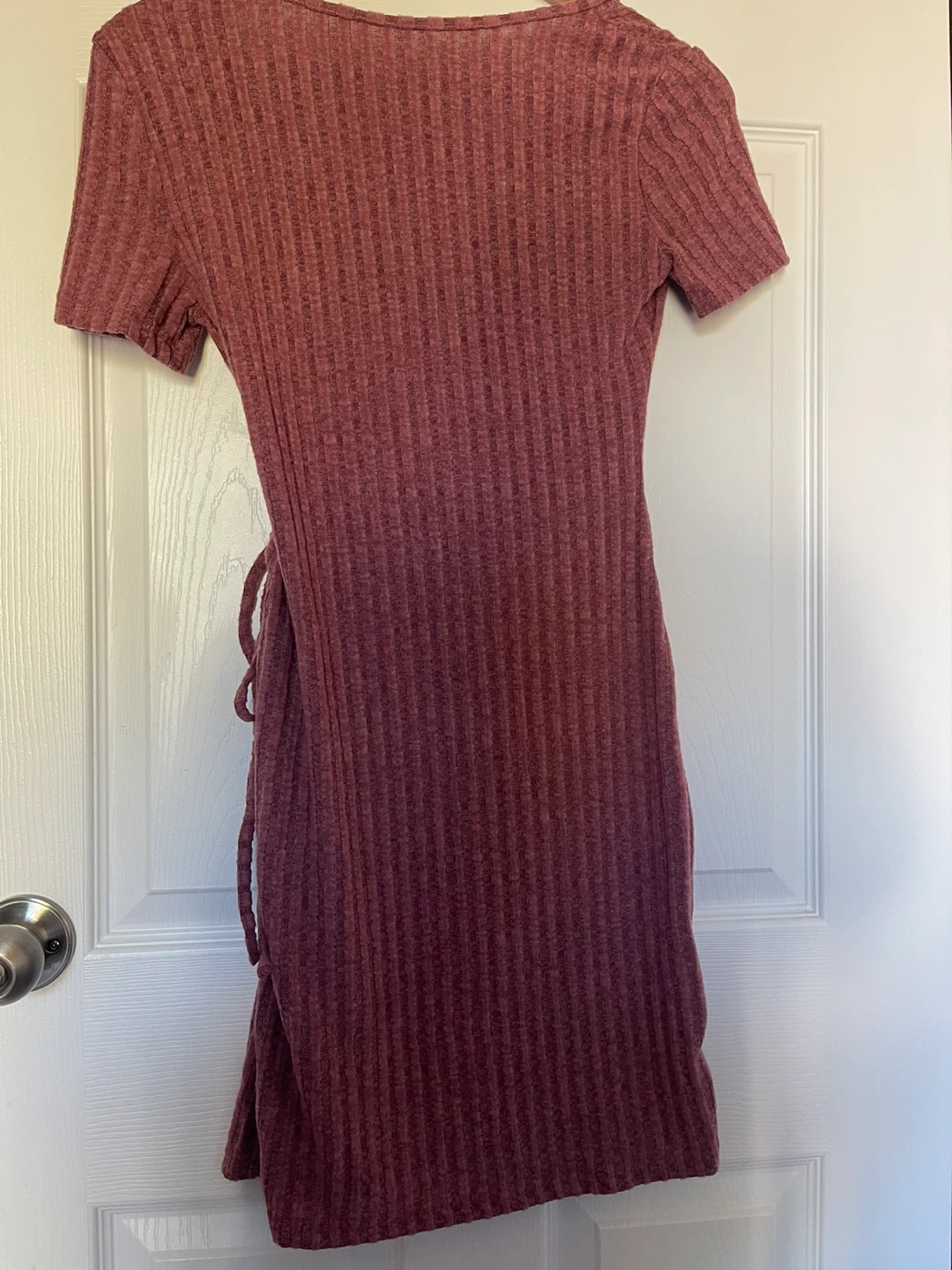 SHEIN Frenchy Solid Drawstring Side Ribbed Knit Dress - photo 4