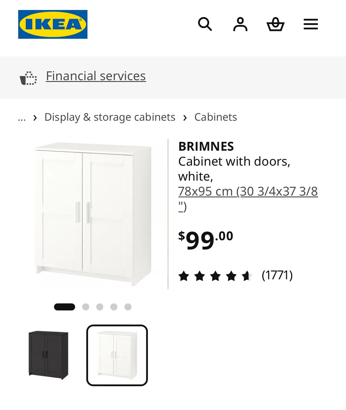 IKEA Brimnes Cabinet with Doors, White - photo 4