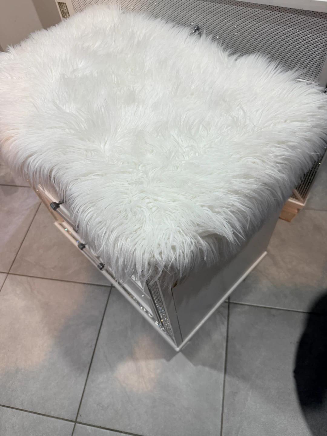 Glam Style White Mirrored Nightstand