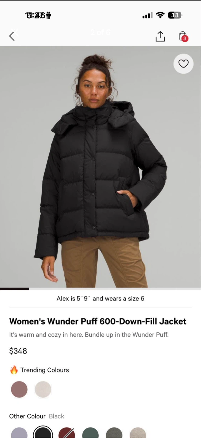 Lululemon Women's Wunder Puff 600-Down-Fill Jacket Black