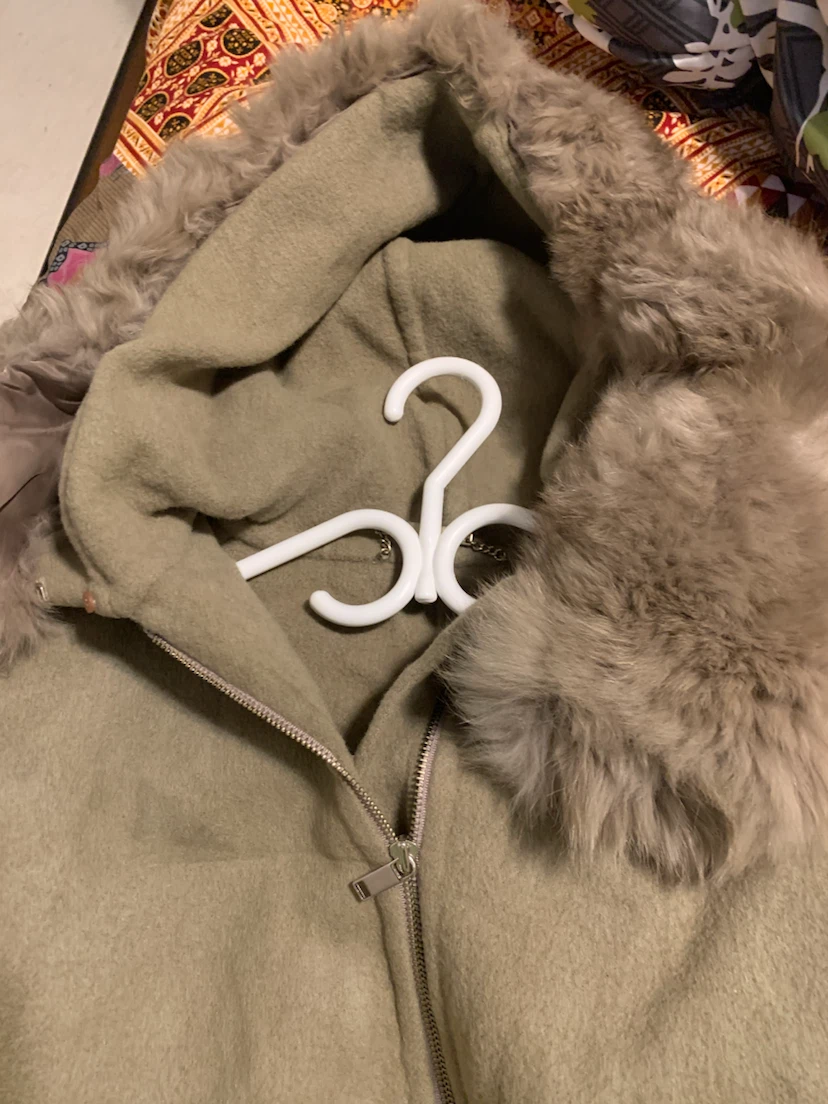 Moribysis Wool Blend Fur Hood Coat