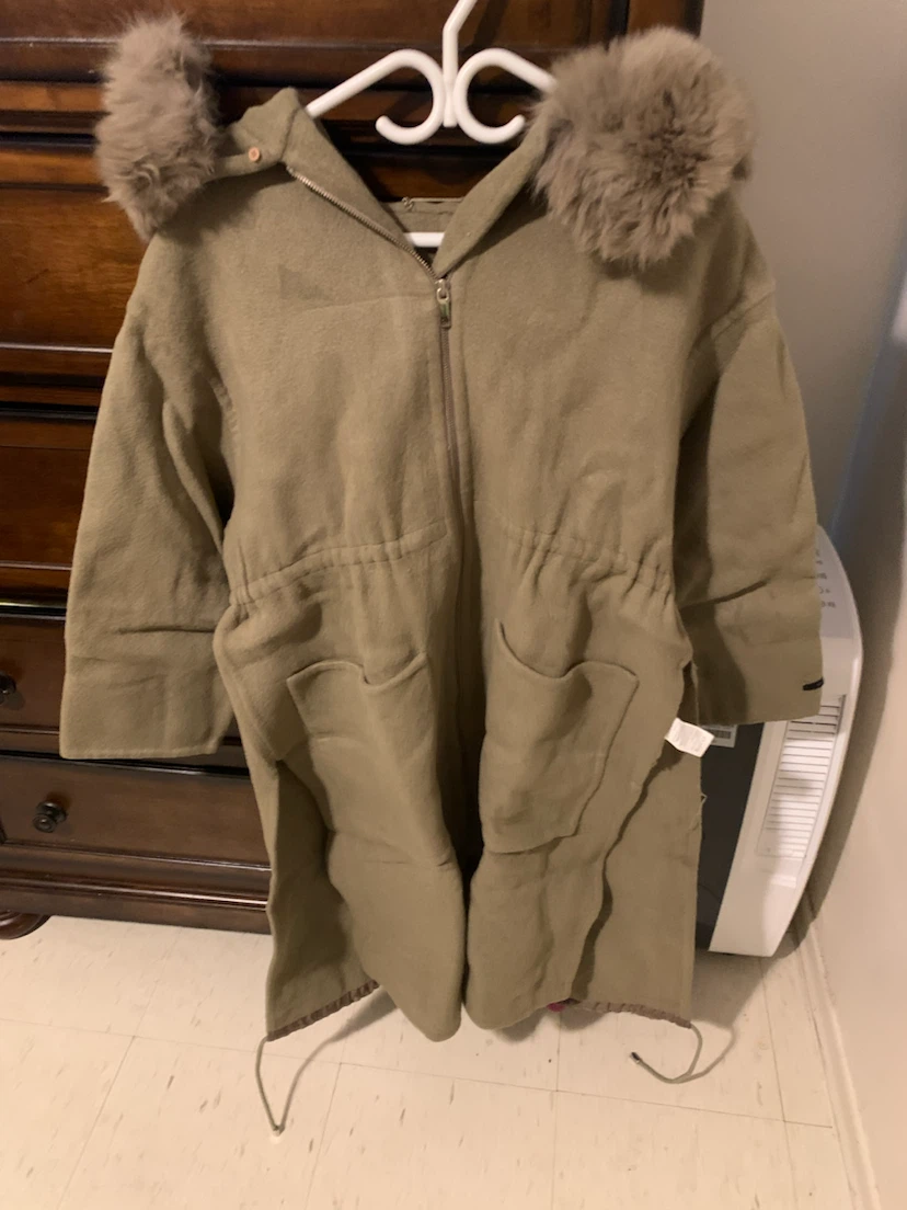 Moribysis Wool Blend Fur Hood Coat - photo 2