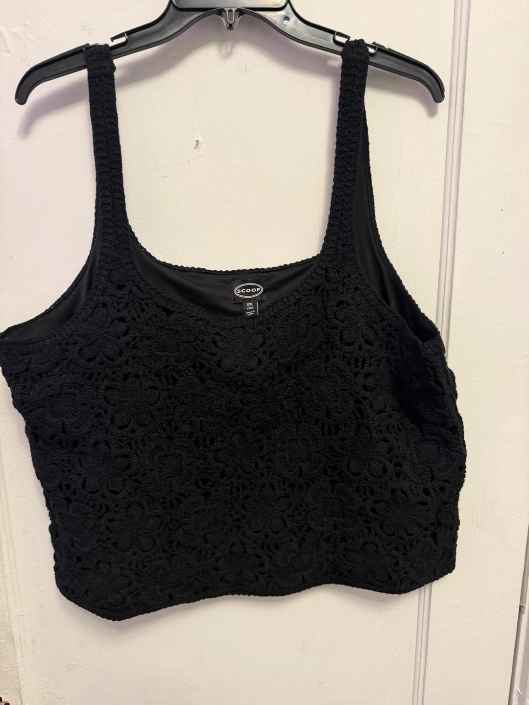 Scoop Black Crochet Tank Top XXL