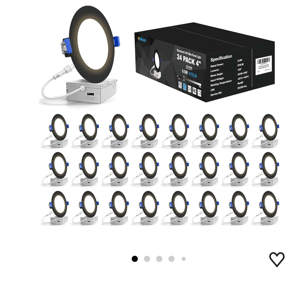 Volisun 24 Pack 4" Recessed LED Slim Panel Lights