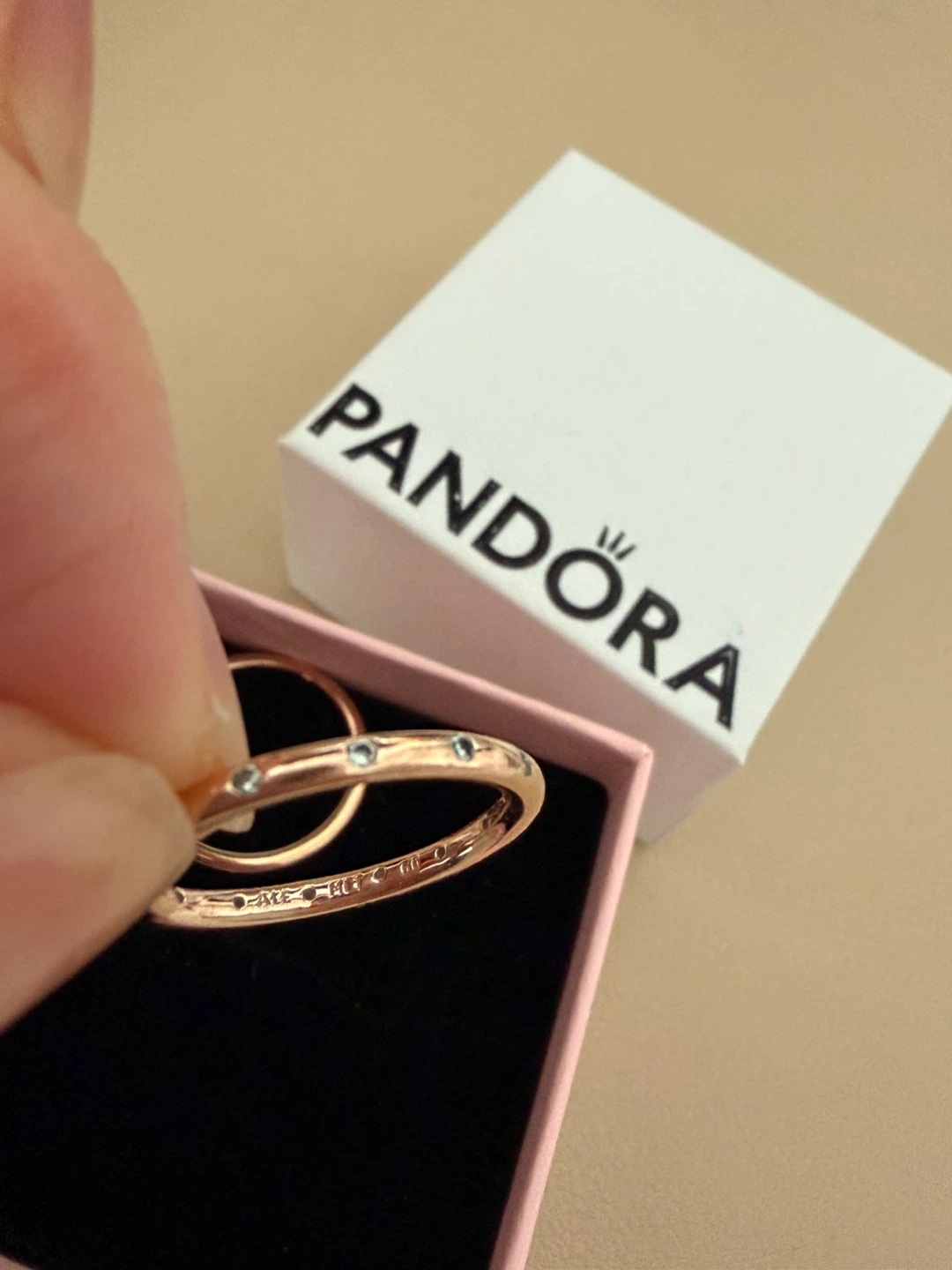 Pandora 14k Rose Gold-Plated Simple Sparkling Band Ring