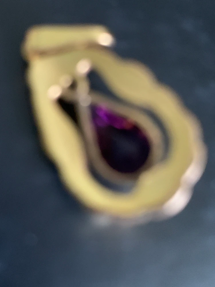 Gold plated vintage Teardrop Pendant with Purple Stone - photo 4
