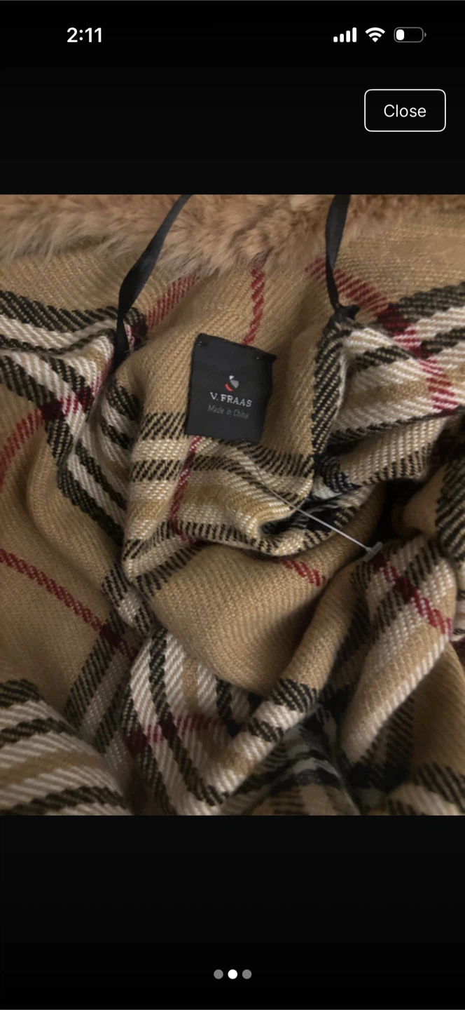 V. Fraas Plaid Faux Fur Trim Shawl - photo 2